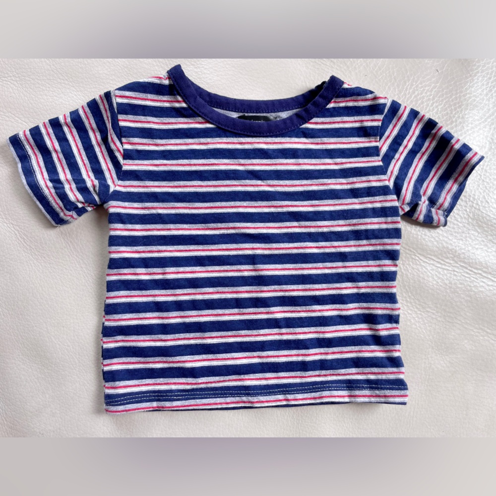 10/$30💥Picapino Soft Striped T-Shirt, Navy White & Red Stripes, Short Sleeve